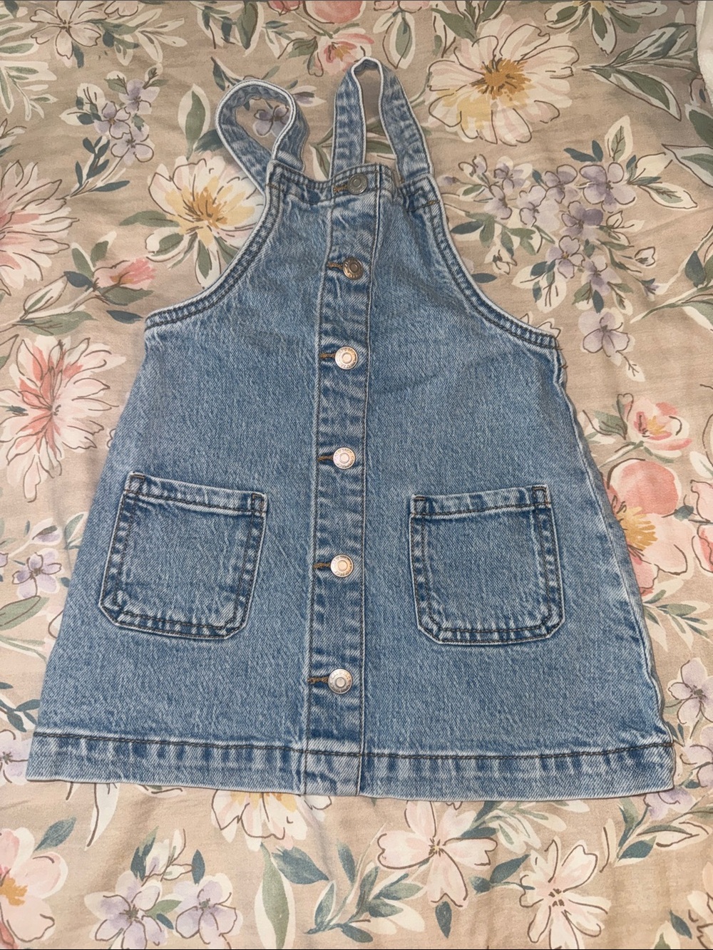 Cat & Jack Light Blue Denim Button-Front Overall Dress